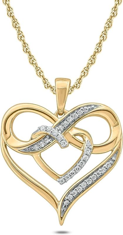 1/10cttw Diamond Accent Double Heart with Infinity Sign Pendant