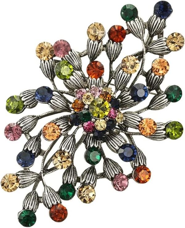 WALNUT Rhinestone Large Flower Brooches for Women Vintage Brooch Pin Party Jewelry Gift