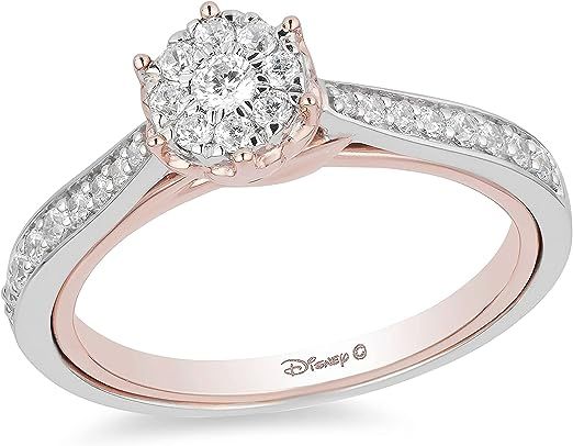 Jewelili Enchanted Disney Fine Jewelry 10K White Gold and Rose gold